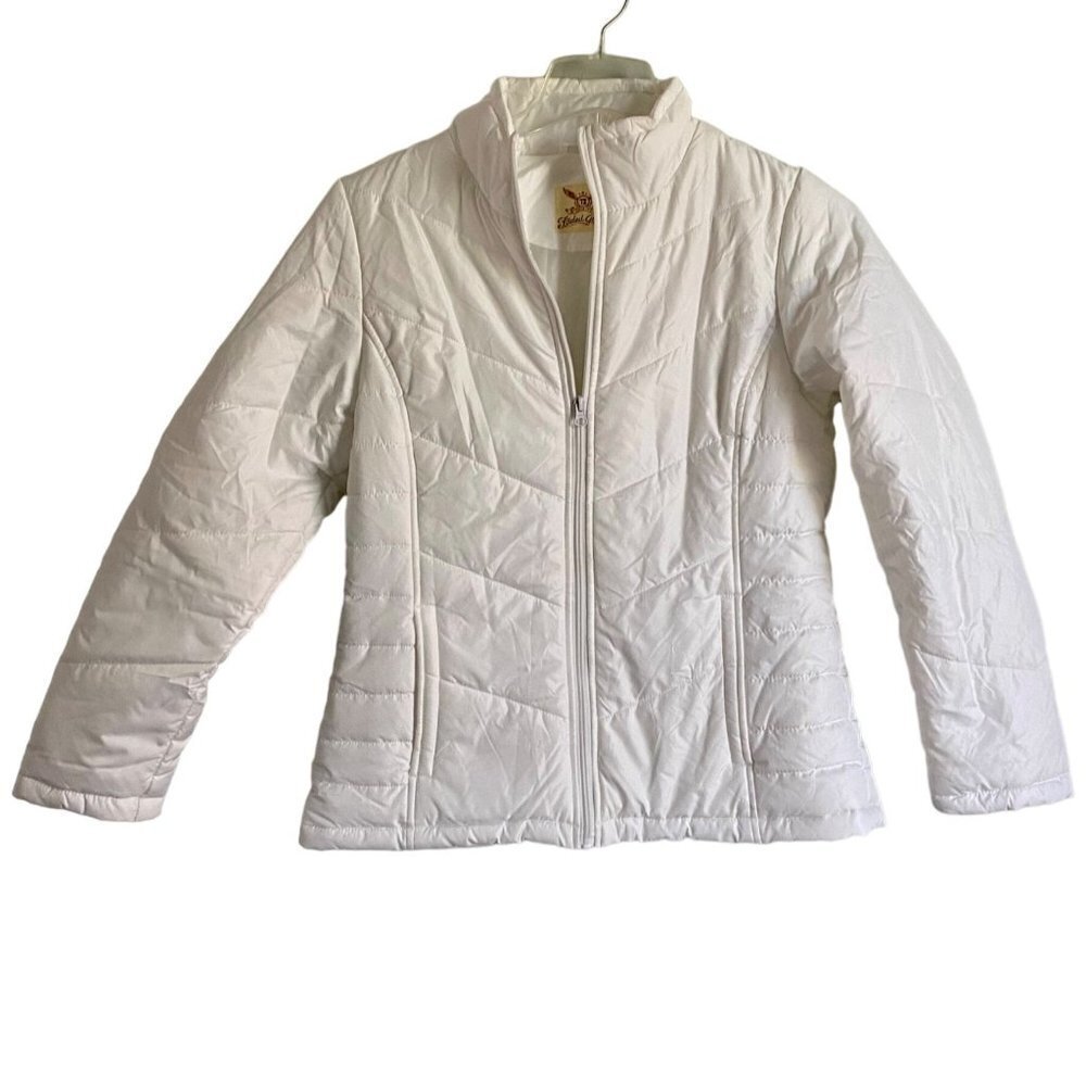 Faded Glory Full Zip Artic White Polyester Puffer Jacket Medium